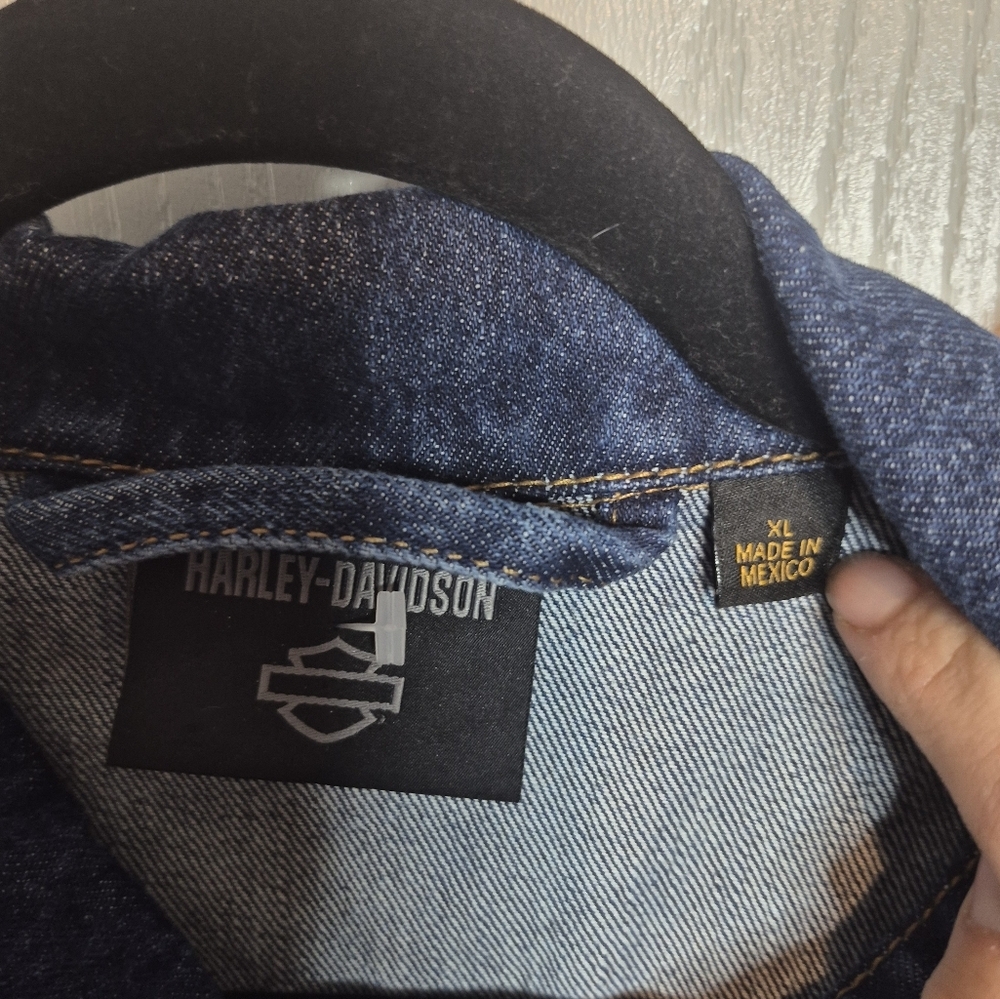 ☀️🌧Harley-Davidson Men's Blue Denim Jacket - Picture 3 of 3